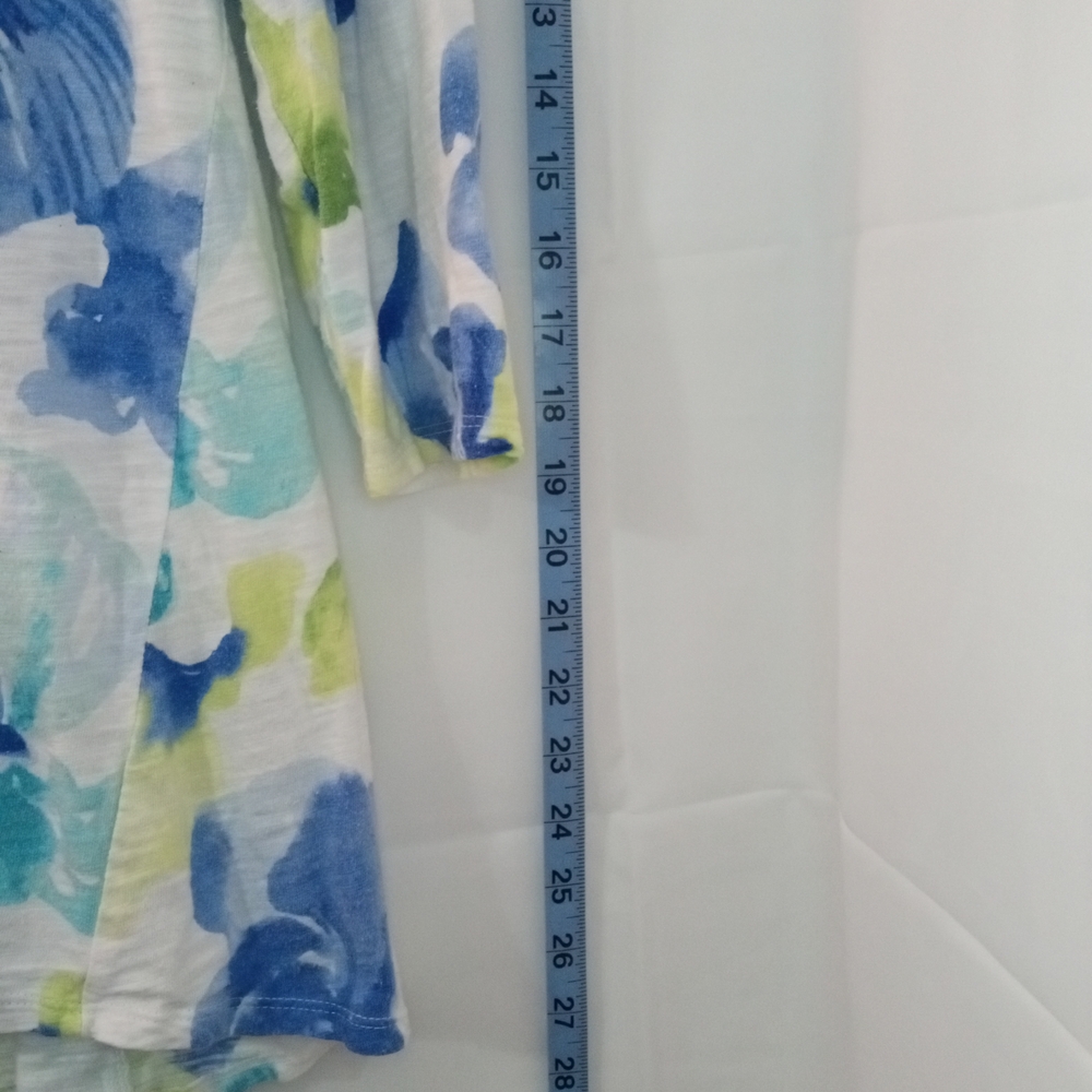 Chico's Vibrant Blue & Green Abstract Floral Long Sleeve Top - Size 0 (US Small) - Picture 3 of 10
